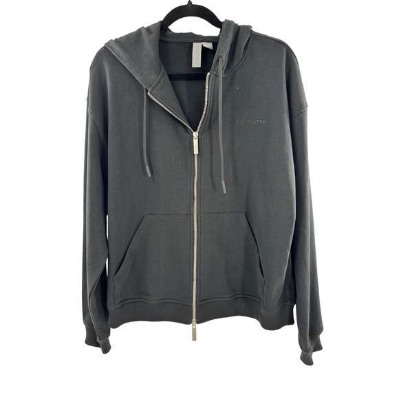 Sweaty Betty Tops - Sweaty Betty Black Zip Up Hoodie Fleece Lined Athleisure Style Size US 14 (L/XL)